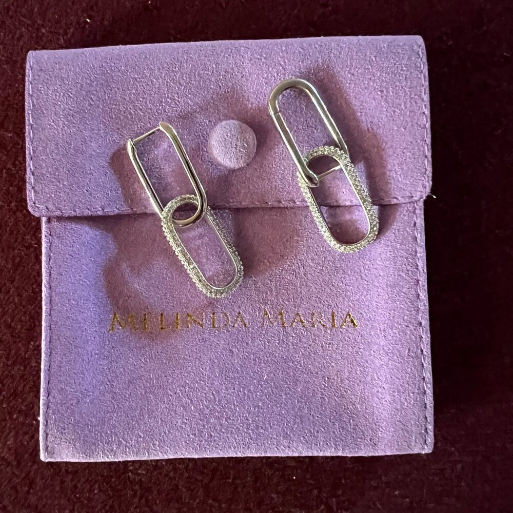 Melinda Maria Carrie Pave Convertible Earrings -- SILVER -- NWT